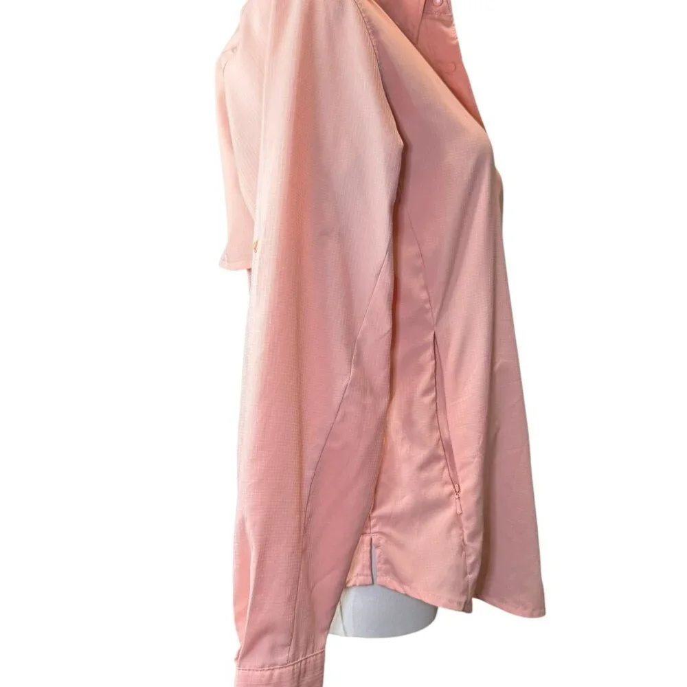 Columbia PFG Omni-Shade Peach Pink Long Sleeve Fishing Shirt S Roll Tab Sleeves - Picture 8 of 8